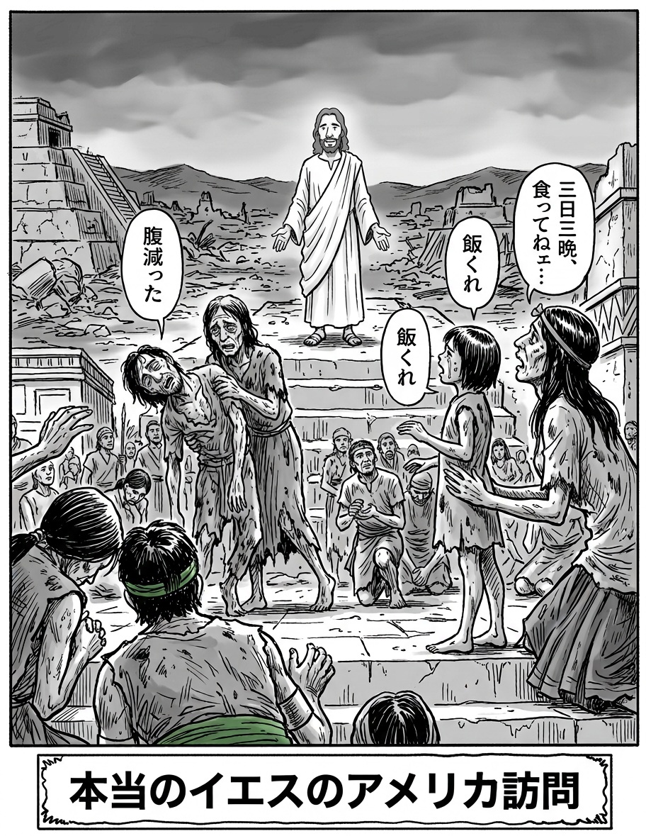 復活のイエスの降臨と群衆の描写
